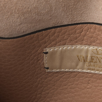 Valentino Garavani Grained Calfskin Onyx Small Guitar Strap Rockstud Rolling Shoulder Flap Bag Soft Noisette 6 of 13