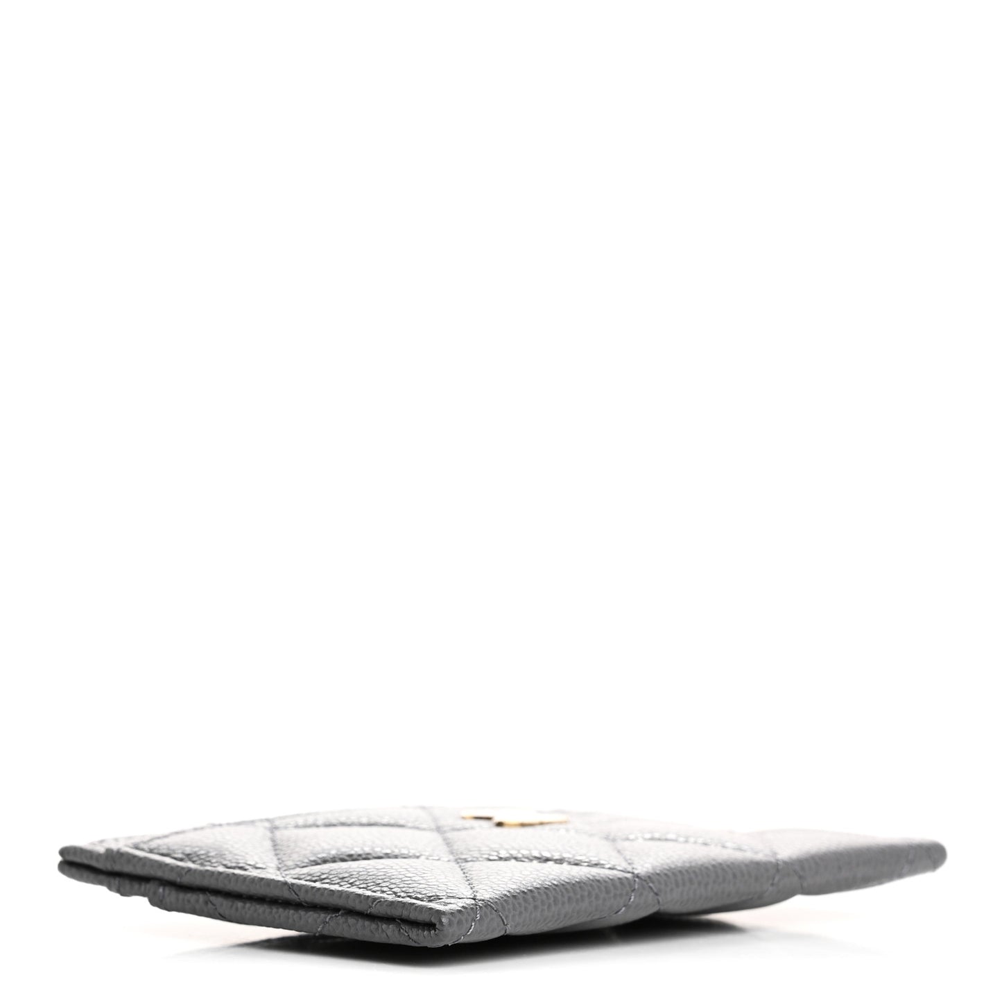 Caviar Quilted Card Holder Grey