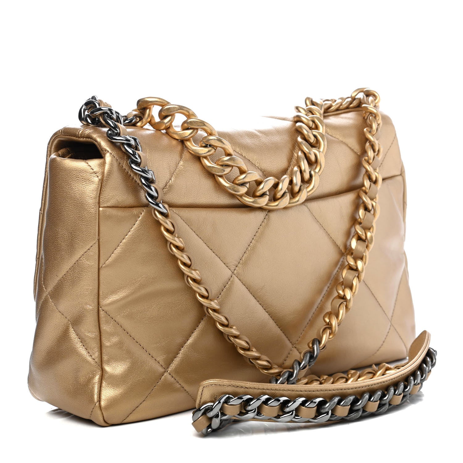 Chanel Metallic Goatskin Quilted Large Chanel 19 Flap Gold 2 of 4