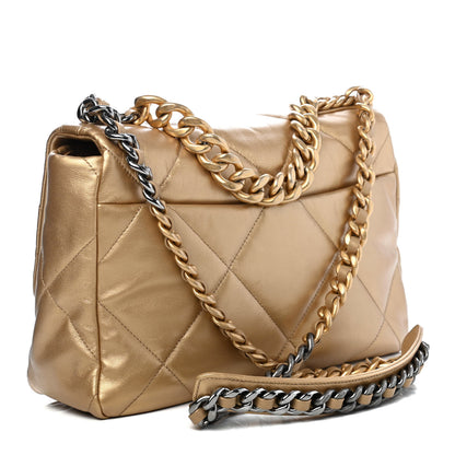 Chanel Metallic Goatskin Quilted Large Chanel 19 Flap Gold 2 of 4