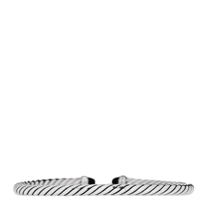 David Yurman Sterling Silver Diamond Black Onyx 4mm Cable Flex Bracelet 2 of 3