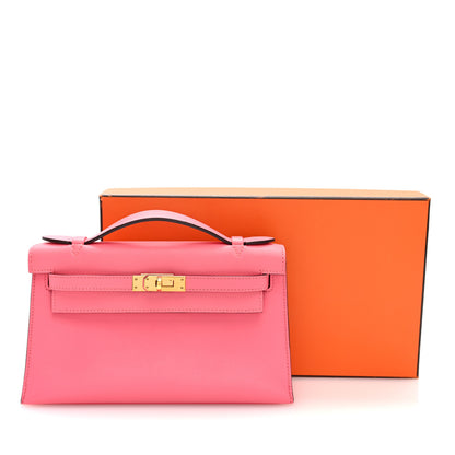 Hermes Swift Kelly Pochette Clutch Rose Azalee 11 of 11