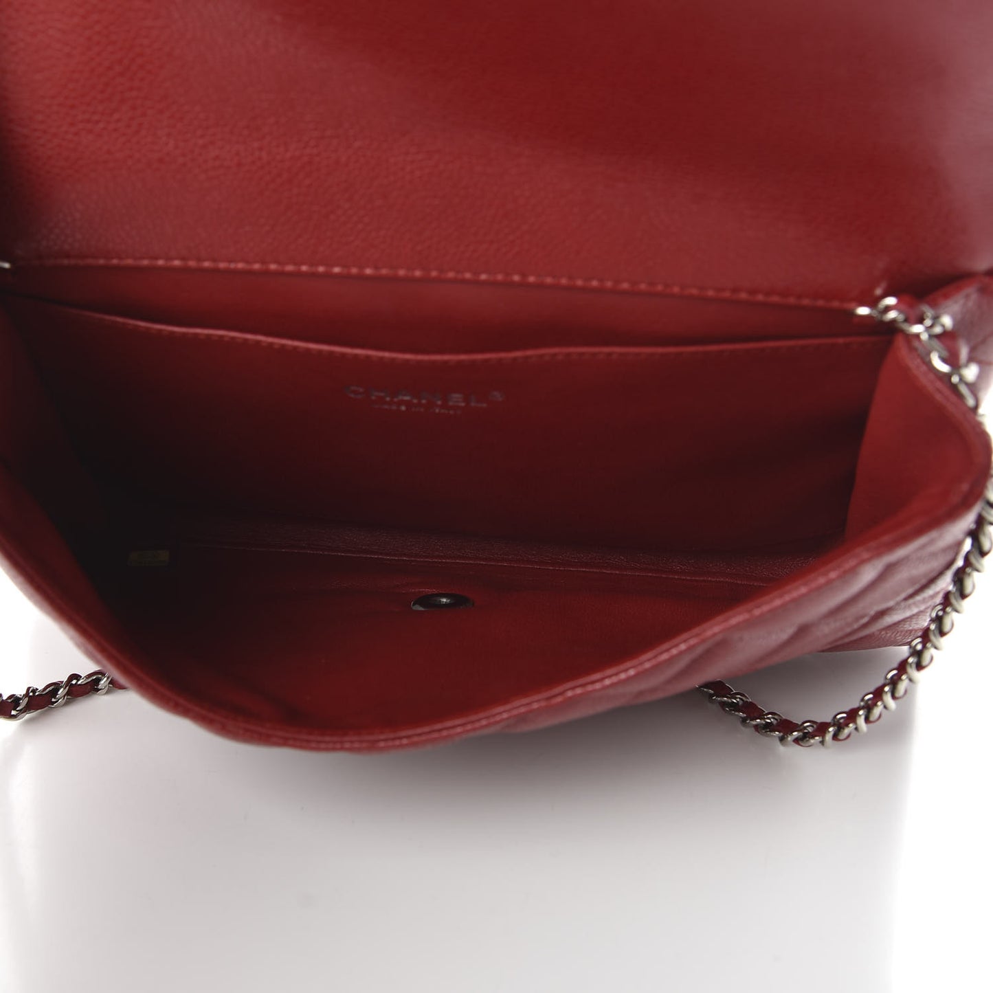 Caviar Quilted Clutch With Chain Flap Red