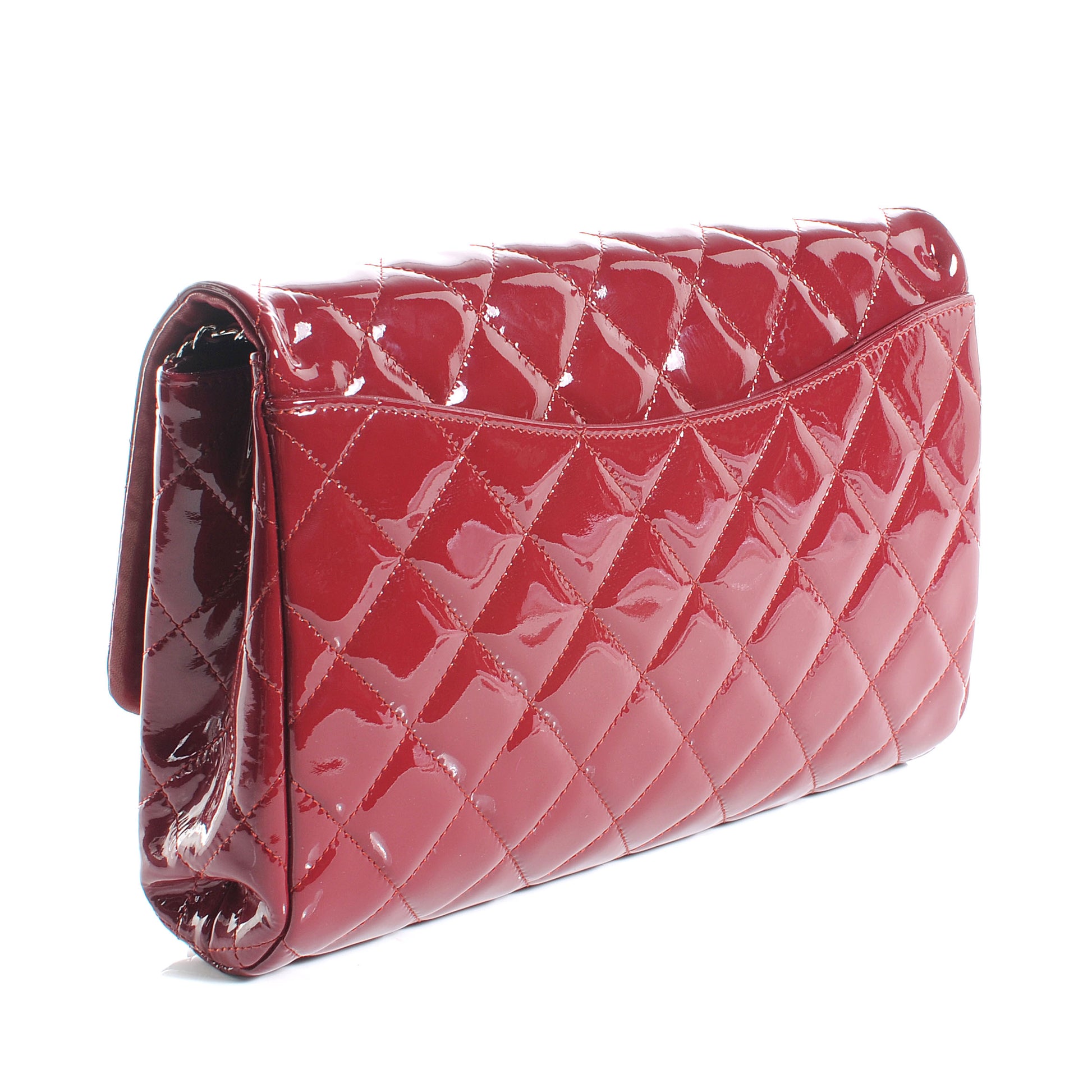 Chanel Patent Quilted Clutch Flap Red 3 of 8