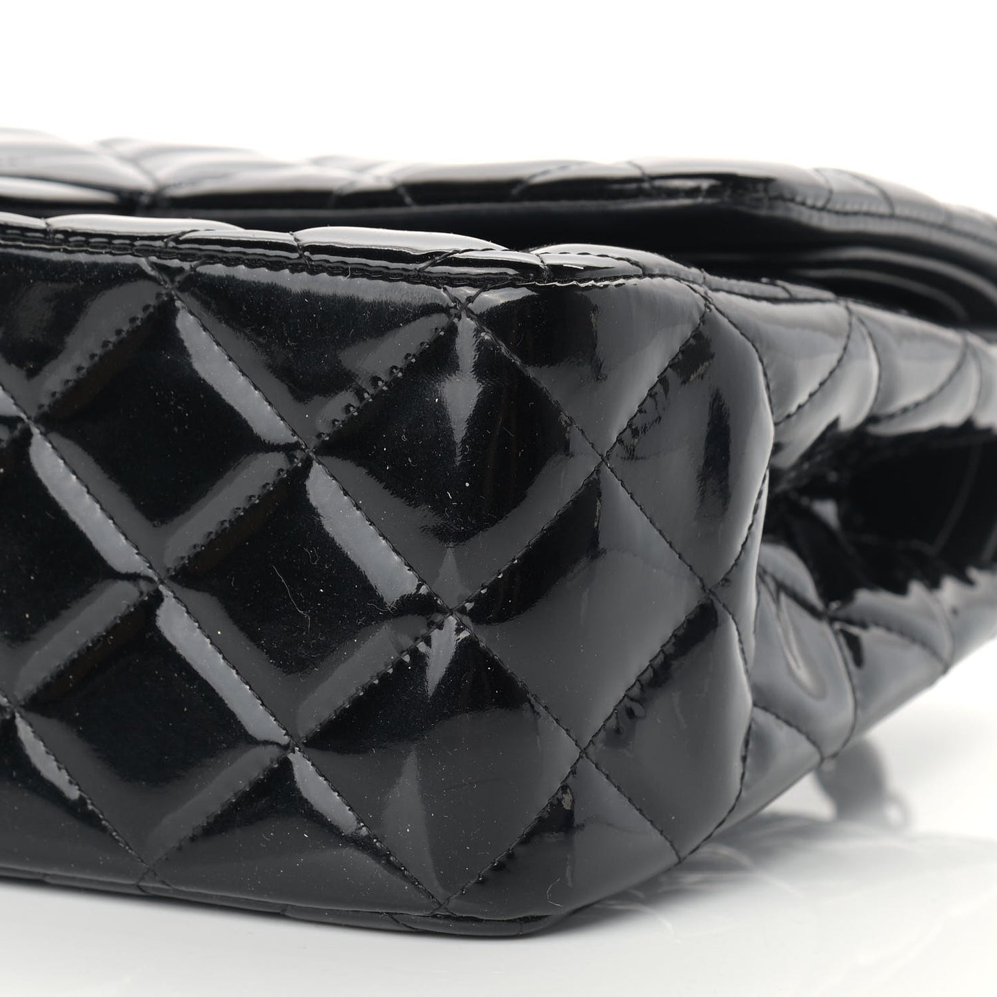 Patent Quilted Jumbo Double Flap Black
