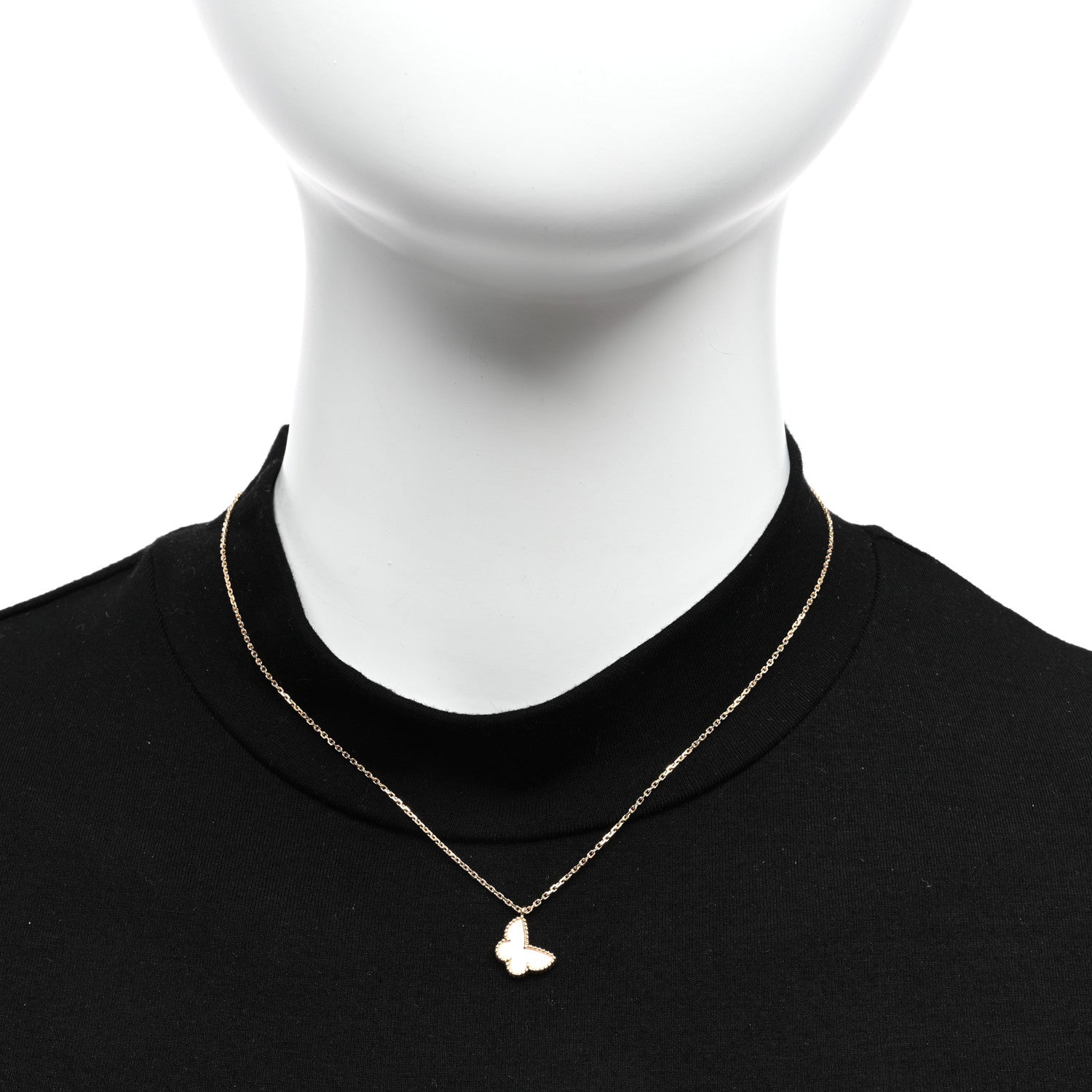 Van Cleef & Arpels 18K Yellow Gold Mother of Pearl Sweet Alhambra Butterfly Pendant Necklace 2 of 5