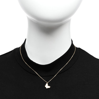 Van Cleef & Arpels 18K Yellow Gold Mother of Pearl Sweet Alhambra Butterfly Pendant Necklace 2 of 5
