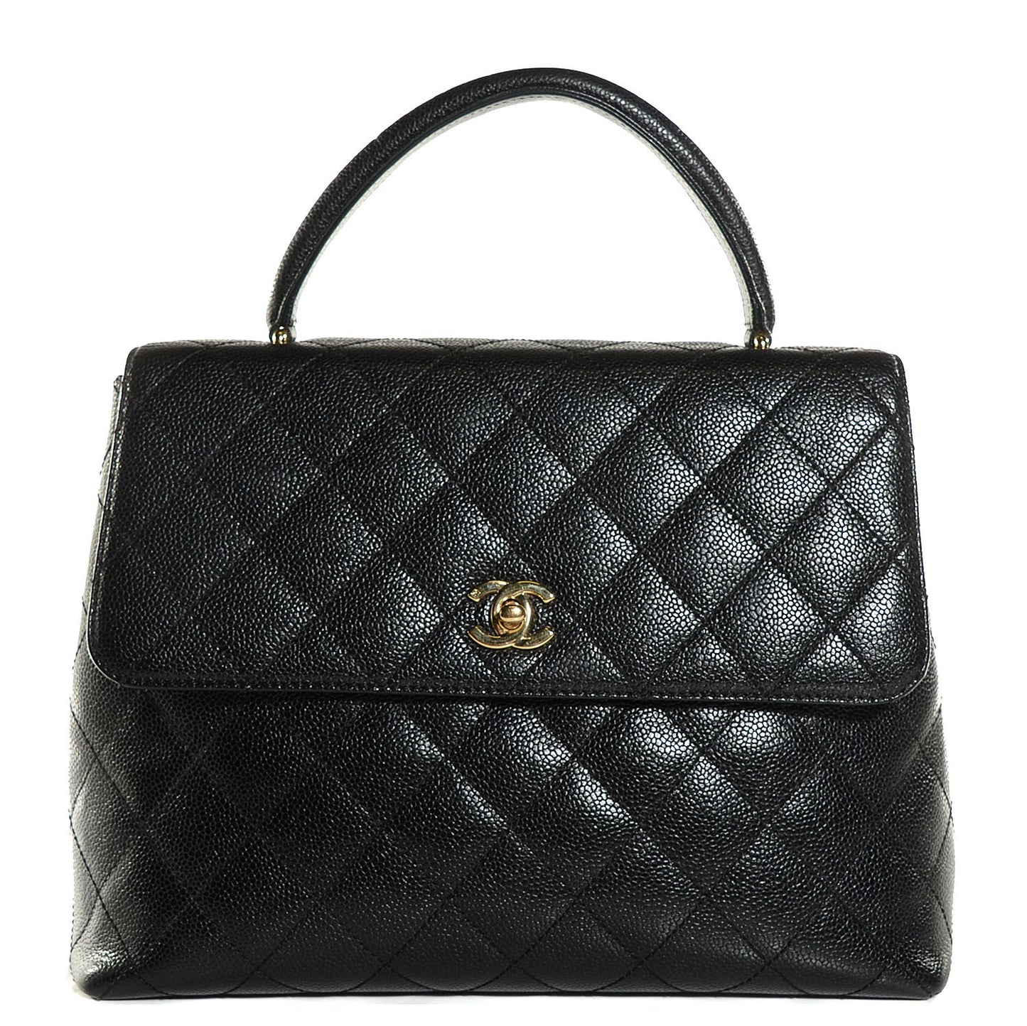 Caviar Quilted Jumbo Kelly Flap Black