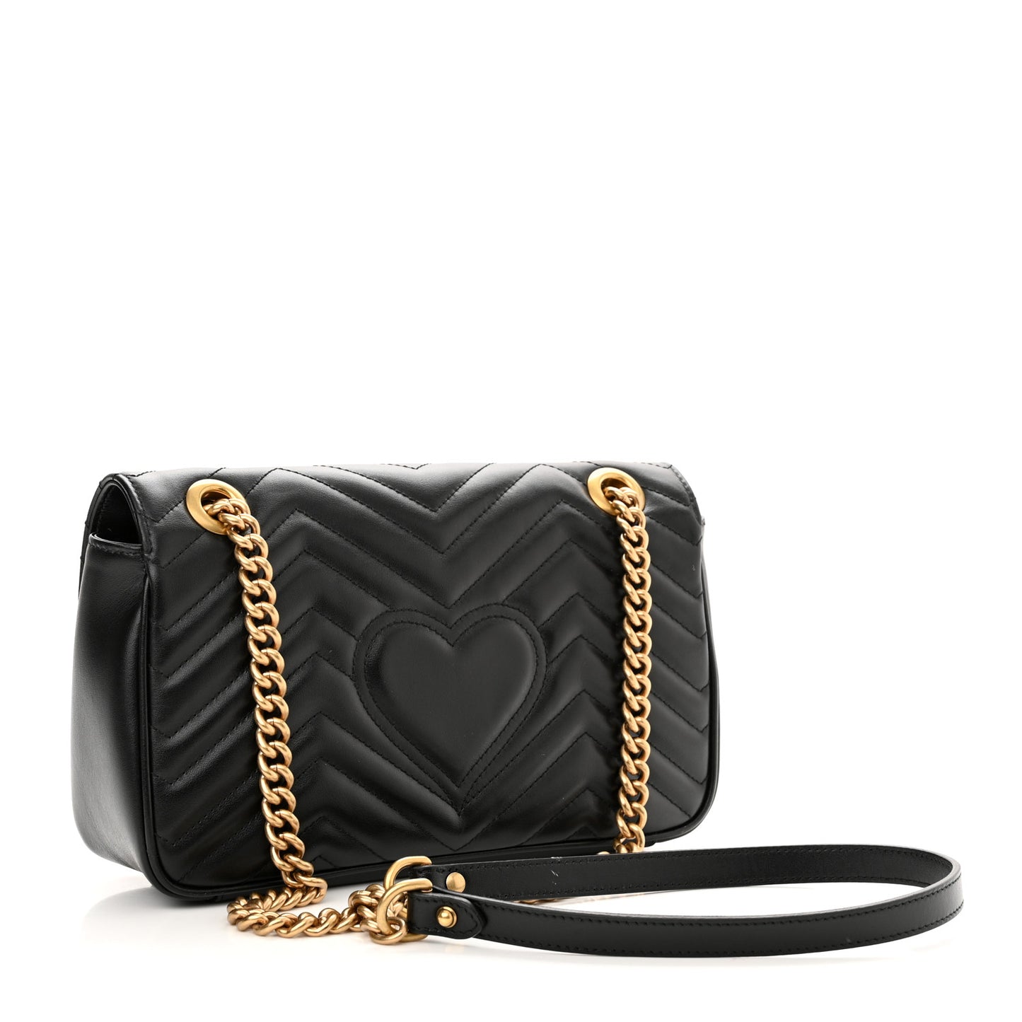 Calfskin Matelasse Small GG Marmont Shoulder Bag Black