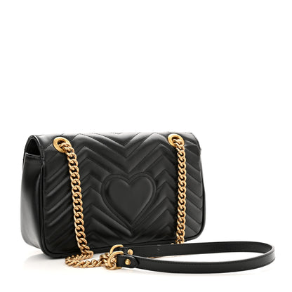 Gucci Calfskin Matelasse Small GG Marmont Shoulder Bag Black 3 of 10