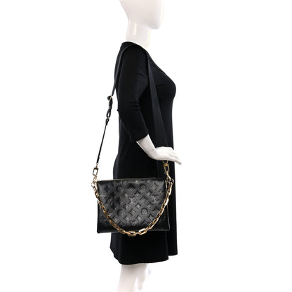Louis Vuitton Lambskin Embossed Monogram Coussin PM Black 2 of 11
