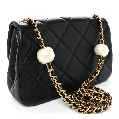Chanel Lambskin Quilted Pearl Small Flap Black 3 of 10