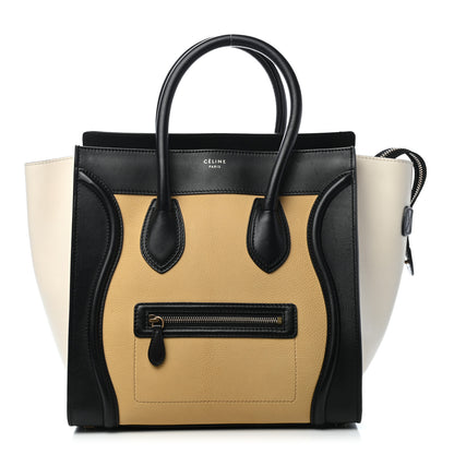 Celine Velluto Calfskin Tri-Color Mini Luggage Vanilla 2 of 16