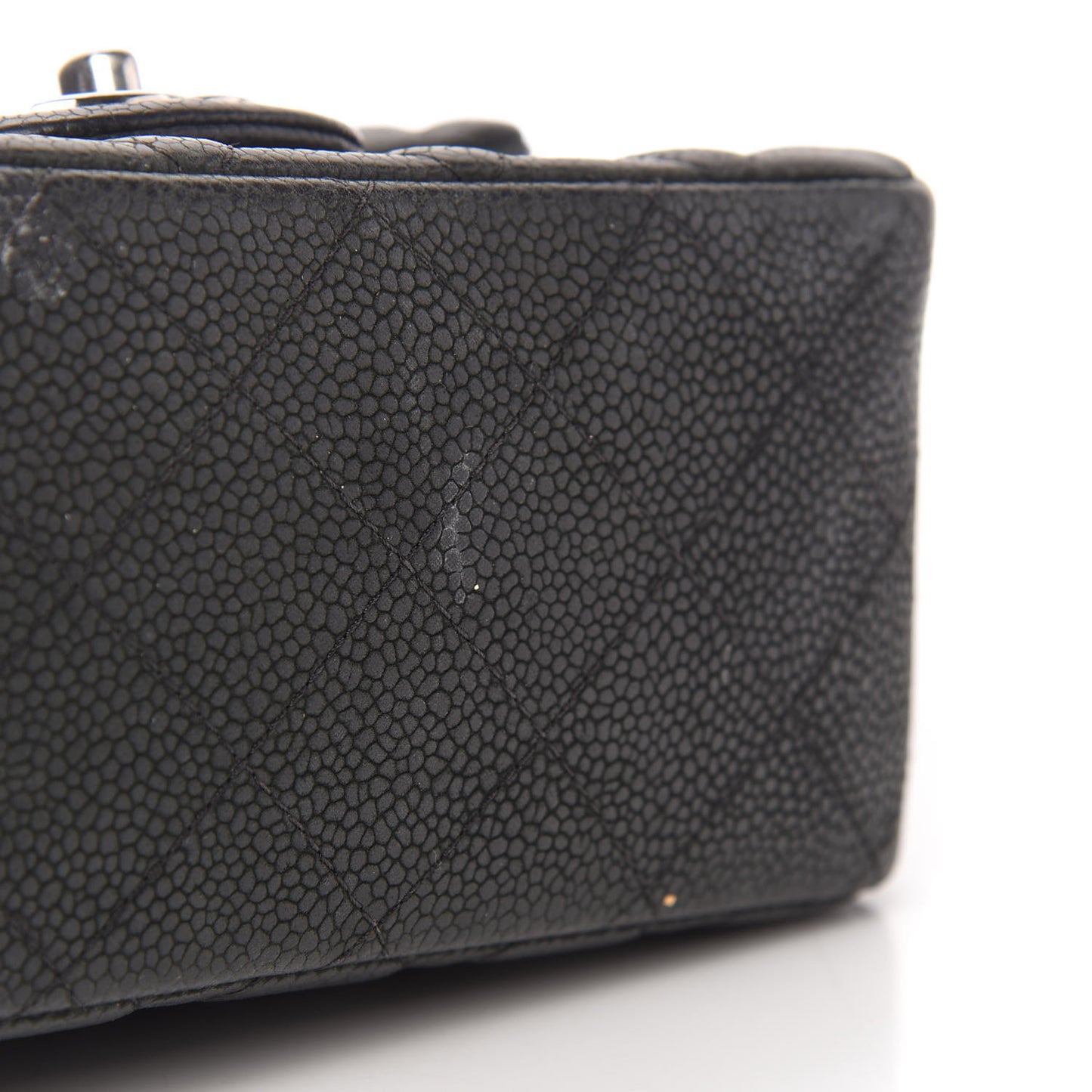 Iridescent Caviar Quilted Mini Square Flap Black