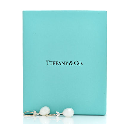 Tiffany Sterling Silver Pearl Paloma Picasso Olive Leaf Drop Earrings 5 of 5