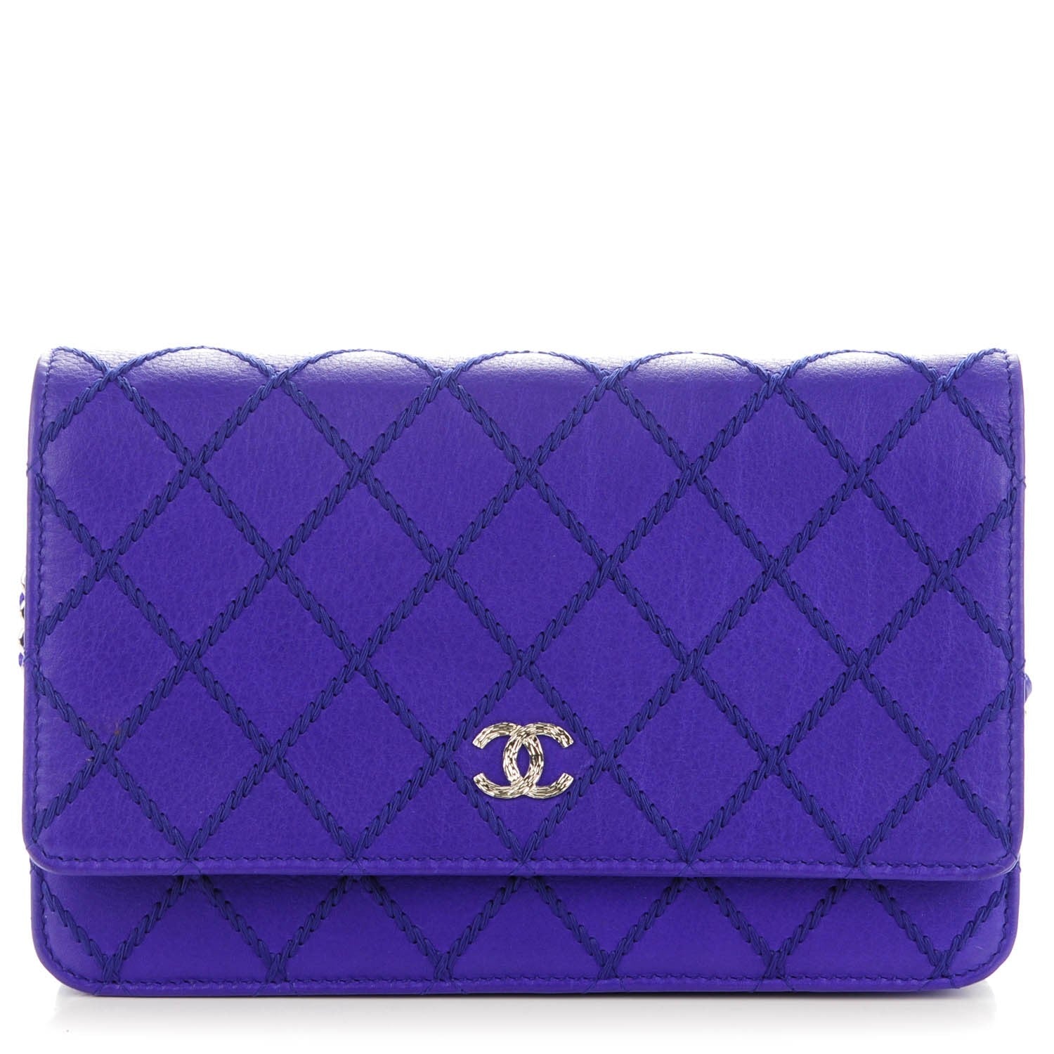 Chanel Calfskin Quilted Fancy CC Wallet On Chain WOC Blue 1 of 8