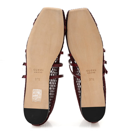 Gucci Video Net Nappa Horsebit Ballerina Flats 37.5 Rosso Ancora 6 of 10