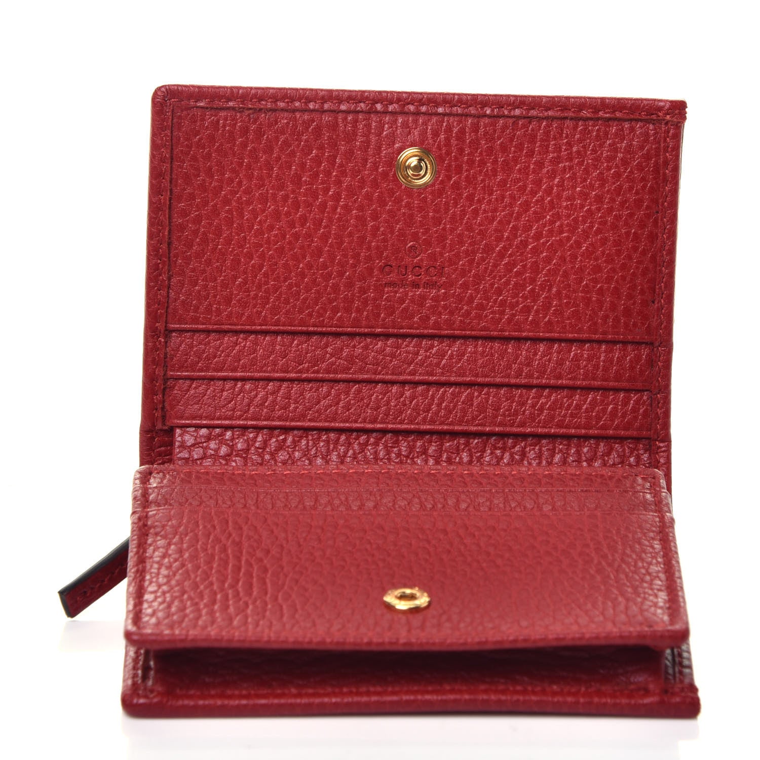 Gucci Pebbled Calfskin GG Marmont Card Case Hibiscus Red 5 of 7