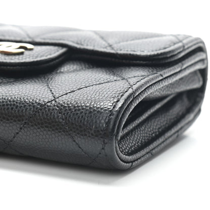 Chanel Caviar Quilted Flap Card Holder Chain Wristlet Black 9 of 9