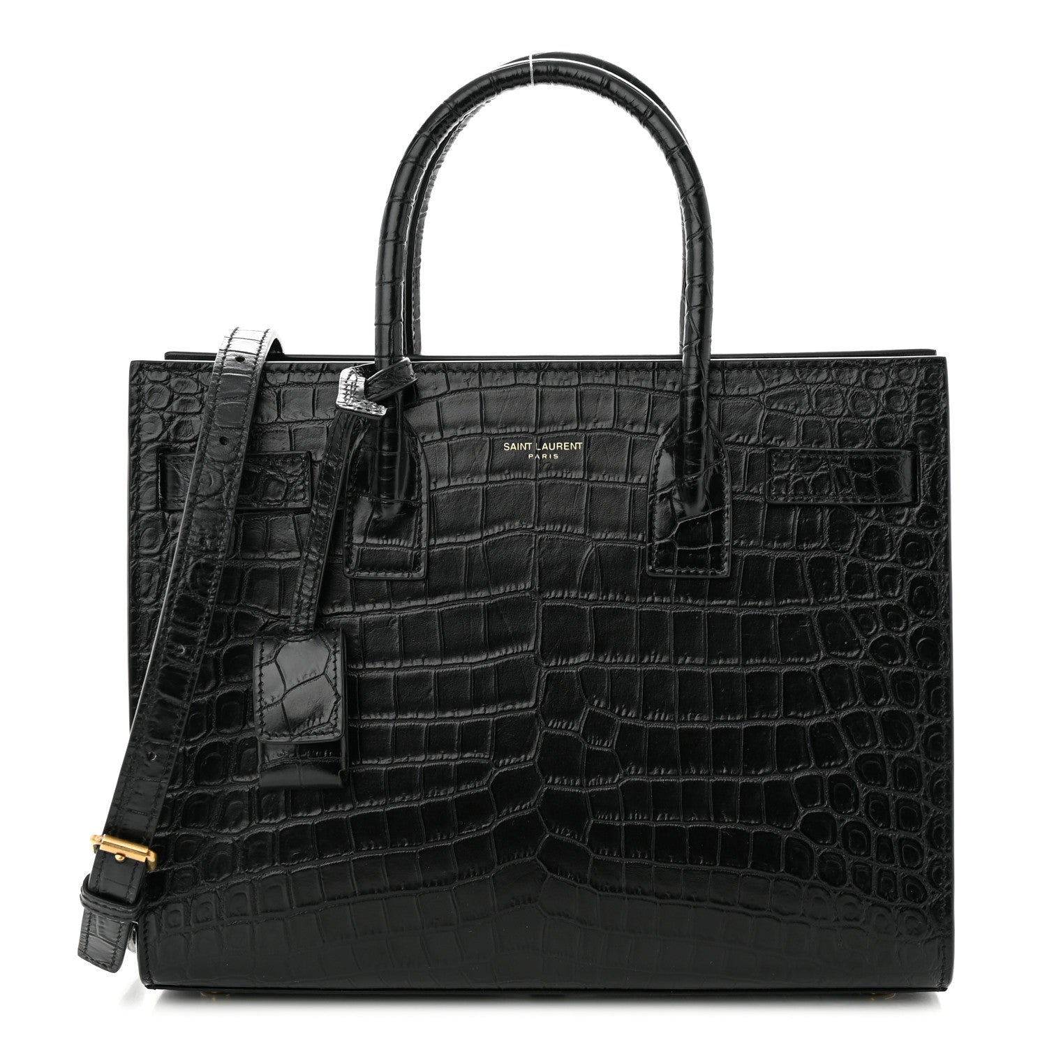 Saint Laurent Calfskin Crocodile Embossed Baby Sac De Jour Black 1 of 10