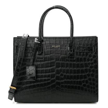 Saint Laurent Calfskin Crocodile Embossed Baby Sac De Jour Black 1 of 10