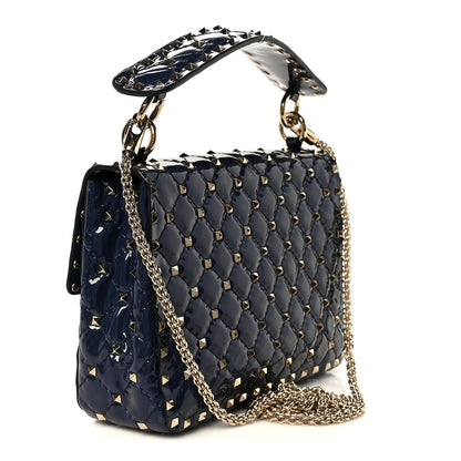 Valentino Garavani Patent Medium Rockstud Spike Shoulder Bag Pure Blue 3 of 11