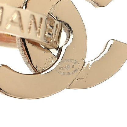 Chanel Metal Crystal Lambskin CC Chain Hoop Earrings Gold Black 4 of 4
