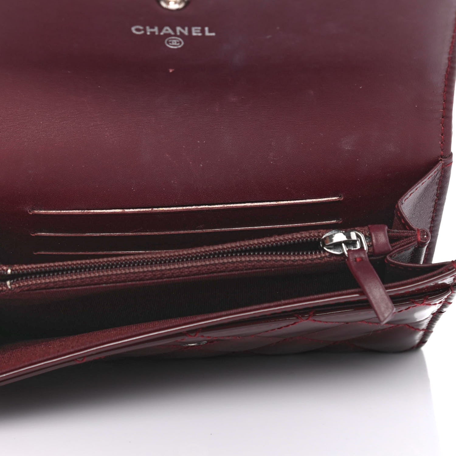 Chanel Patent Quilted Brilliant Flap Wallet Red 4 of 4