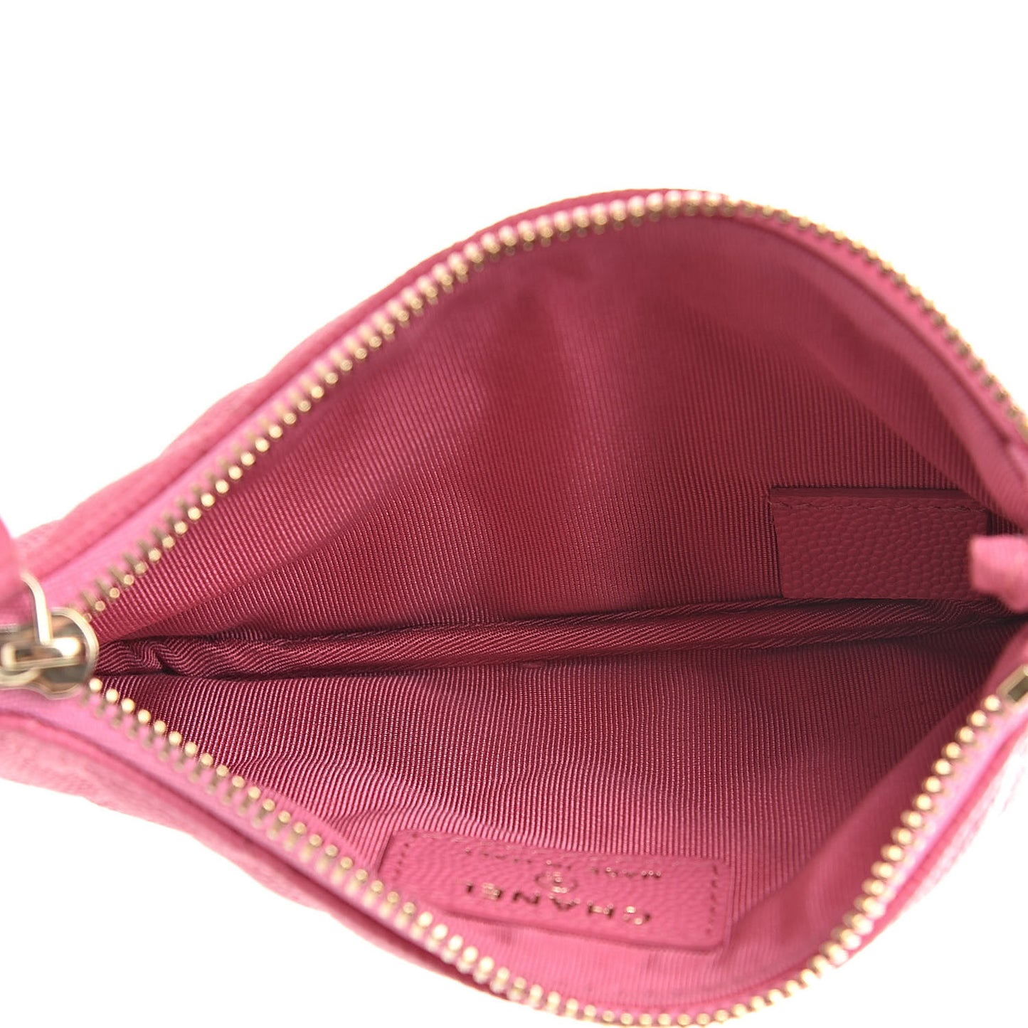 Iridescent Caviar Quilted Small Cosmetic Case Pink