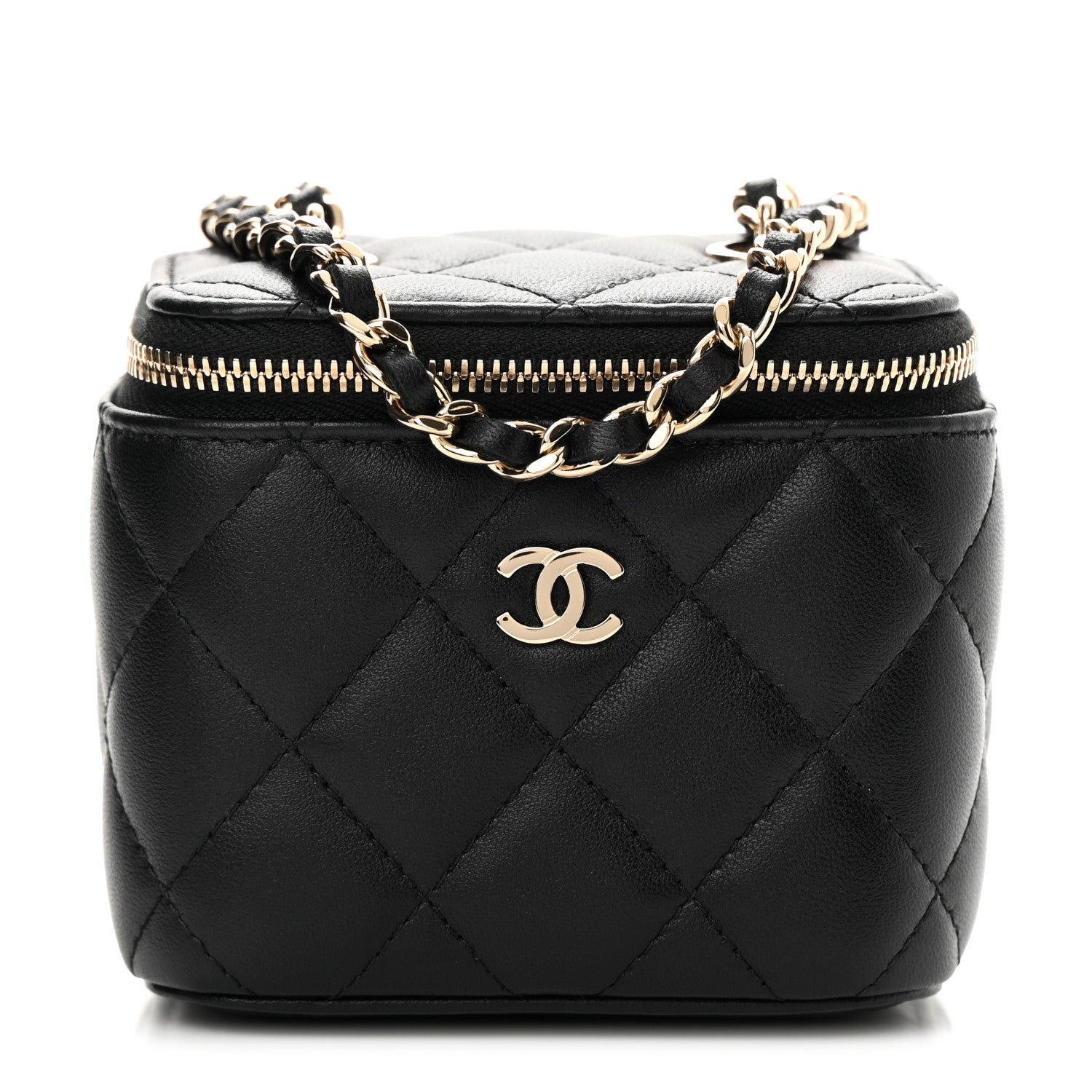 Chanel Lambskin Quilted Mini Vanity Case With Chain Black 1 of 12