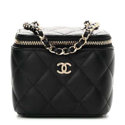 Chanel Lambskin Quilted Mini Vanity Case With Chain Black 1 of 12