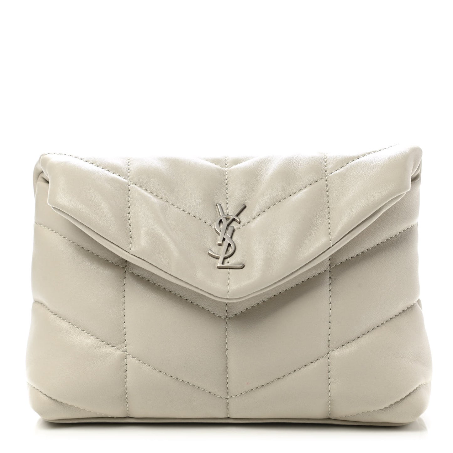 Lambskin Monogram Loulou Puffer Pouch Clutch Crema Soft