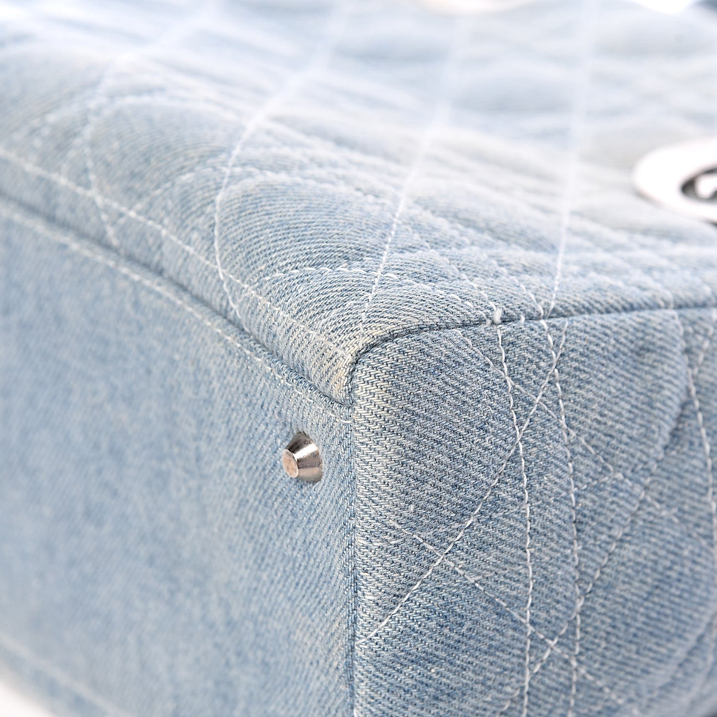Denim Cannage Medium Lady Dior Blue