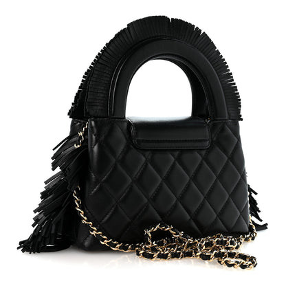 Chanel Lambskin Fringe Nano Kelly Shopper Black 3 of 11