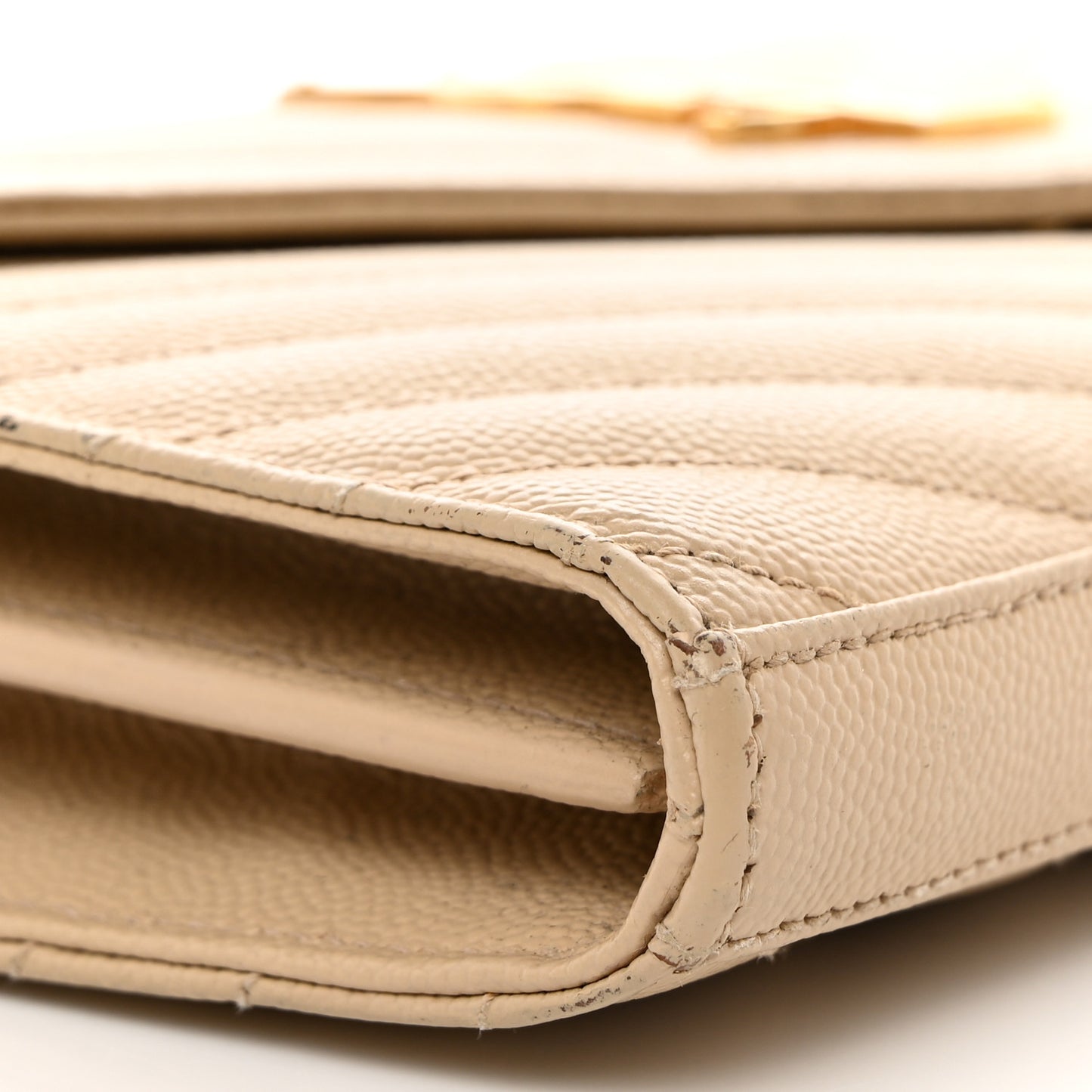 Grain De Poudre Matelasse Chevron Monogram Chain Wallet Deep Beige