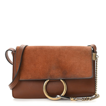 Chloe Suede Calfskin Small Faye Shoulder Bag Tobacco 1 of 8