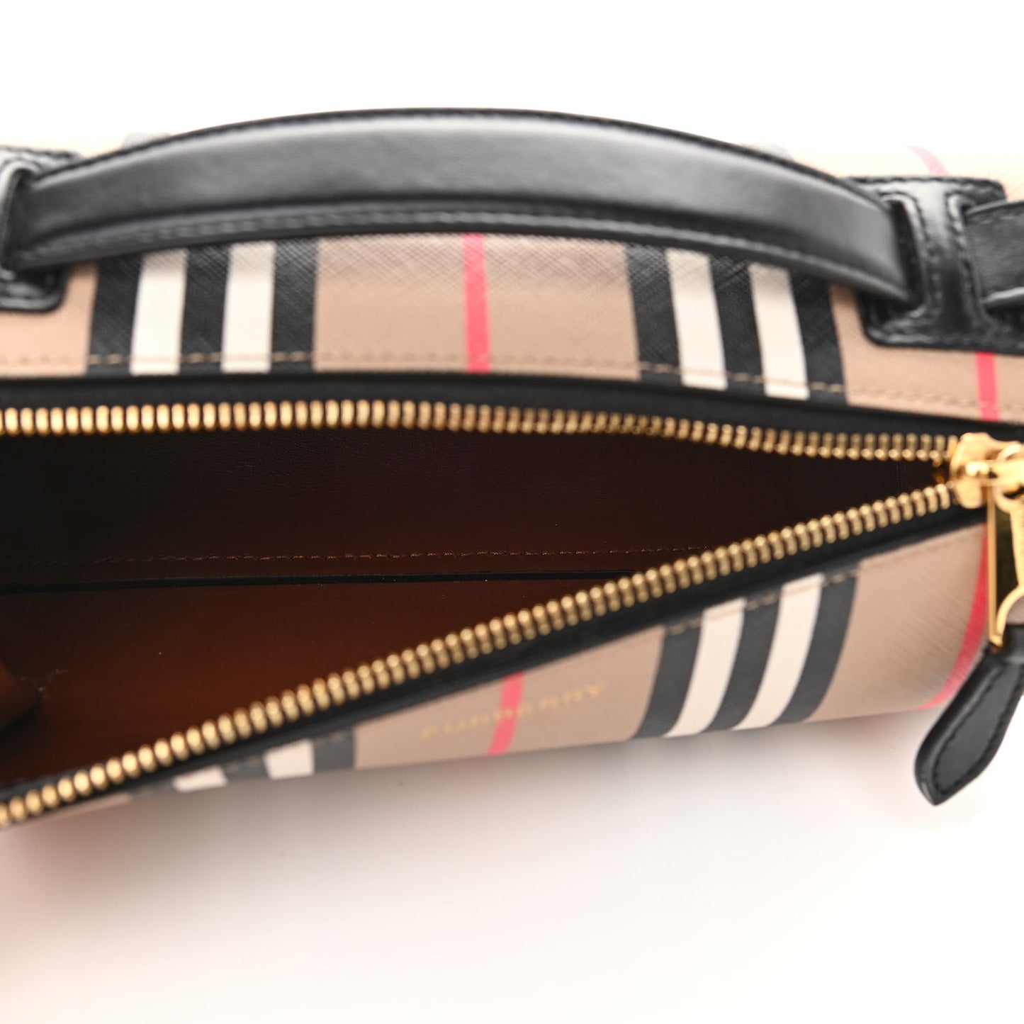 E-Canvas Calfskin Stripe Icon Barrel Bag Archive Beige