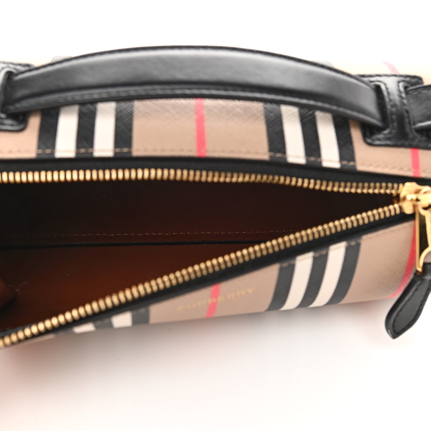 Burberry E-Canvas Calfskin Stripe Icon Barrel Bag Archive Beige 7 of 9