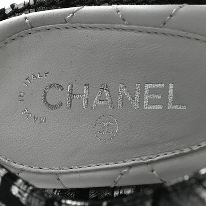 Chanel Laminated Suede Goatskin CC Thong Sandals 38.5 Black Silver 11 of 12