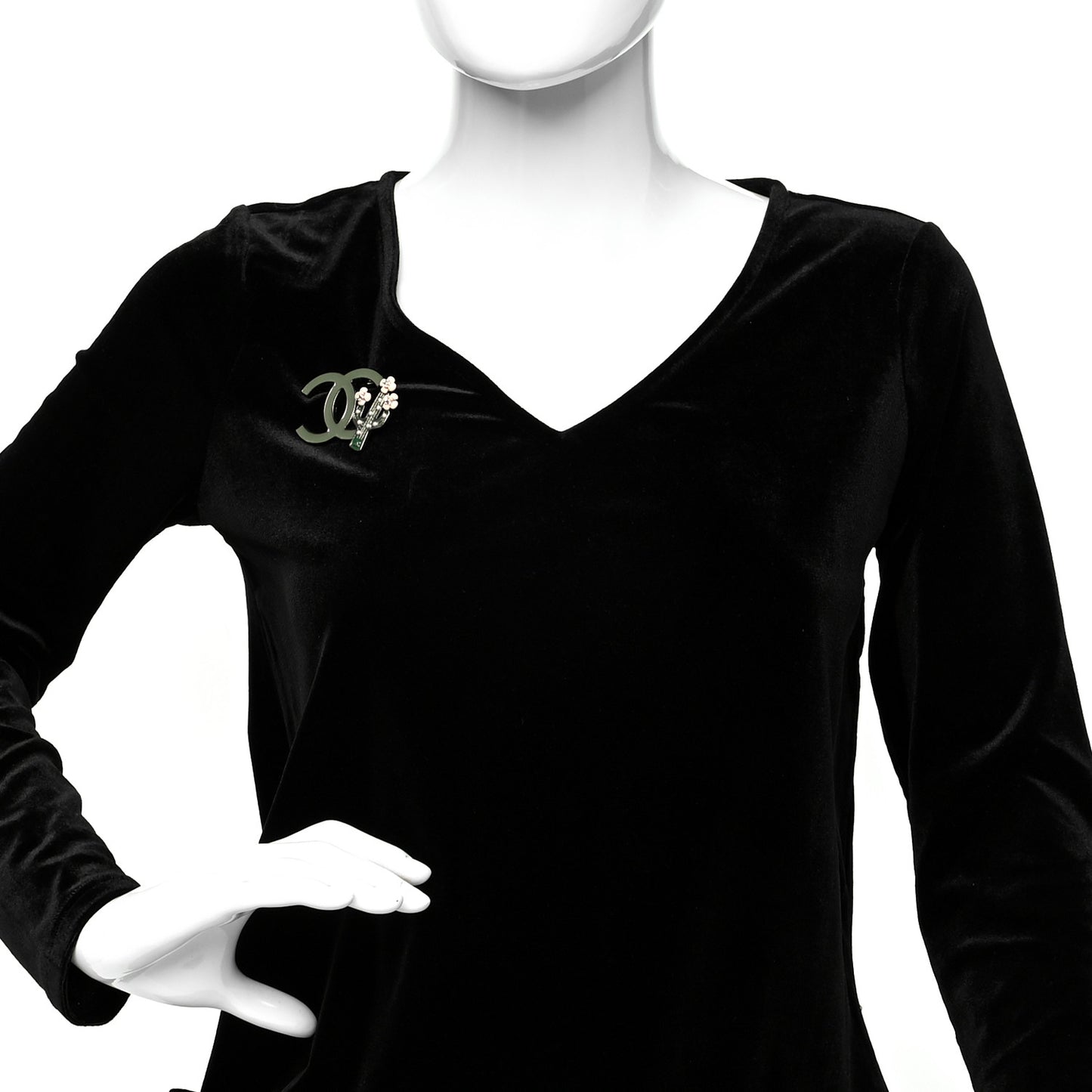 Enamel Cactus CC Brooch Green Gold