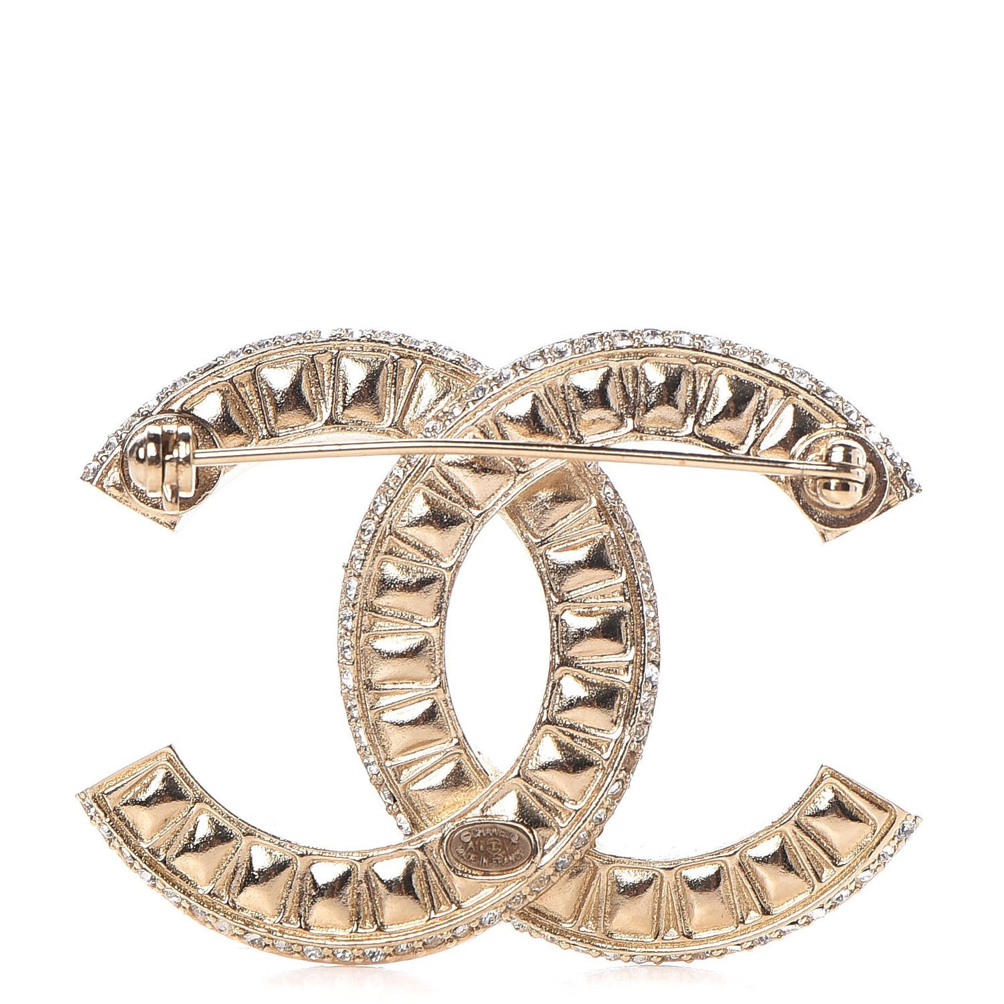 Baguette Crystal CC Brooch Gold