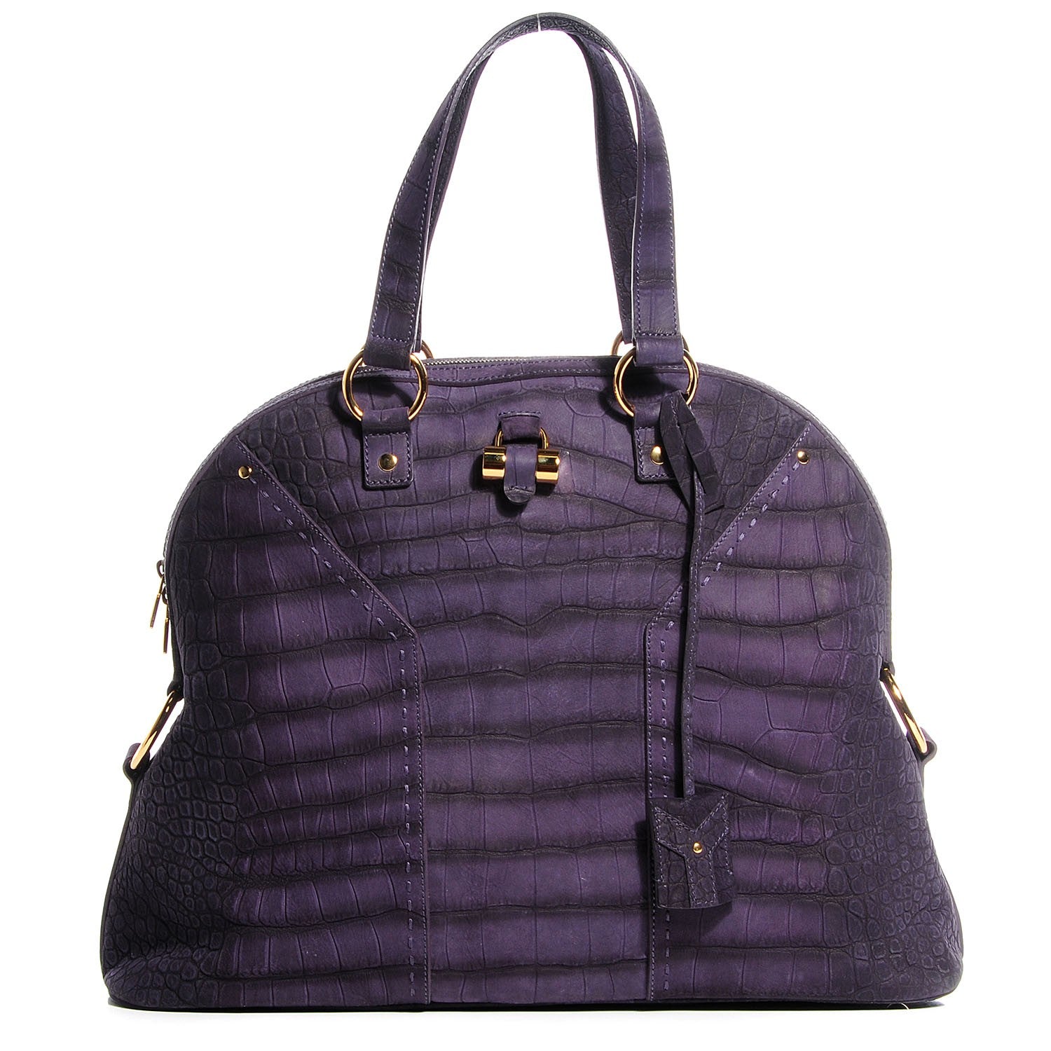 Saint Laurent Nubuck Crocodile Embossed Oversized Muse Purple 1 of 7