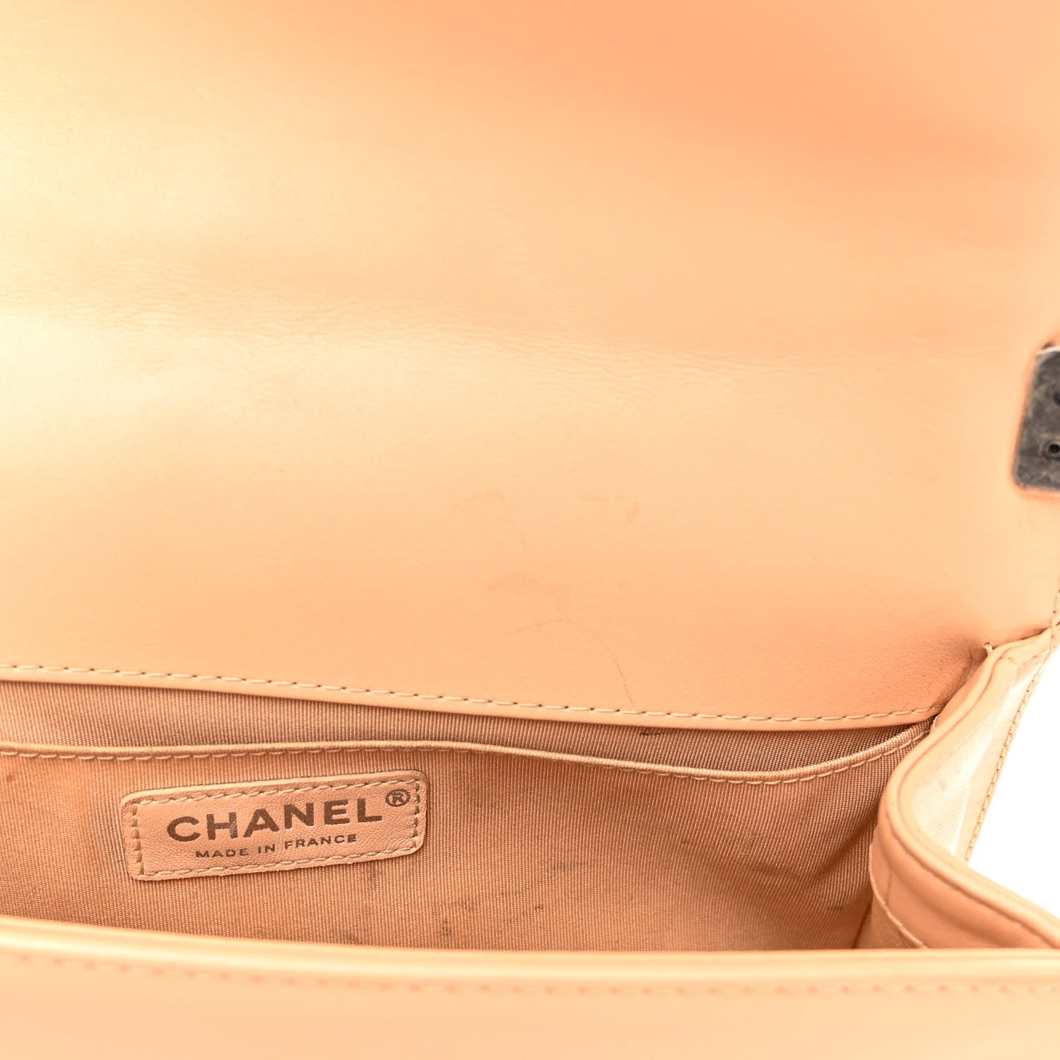 Chanel Calfskin Chevron Quilted Medium Braided Boy Flap Beige 11 of 14