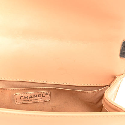 Chanel Calfskin Chevron Quilted Medium Braided Boy Flap Beige 11 of 14