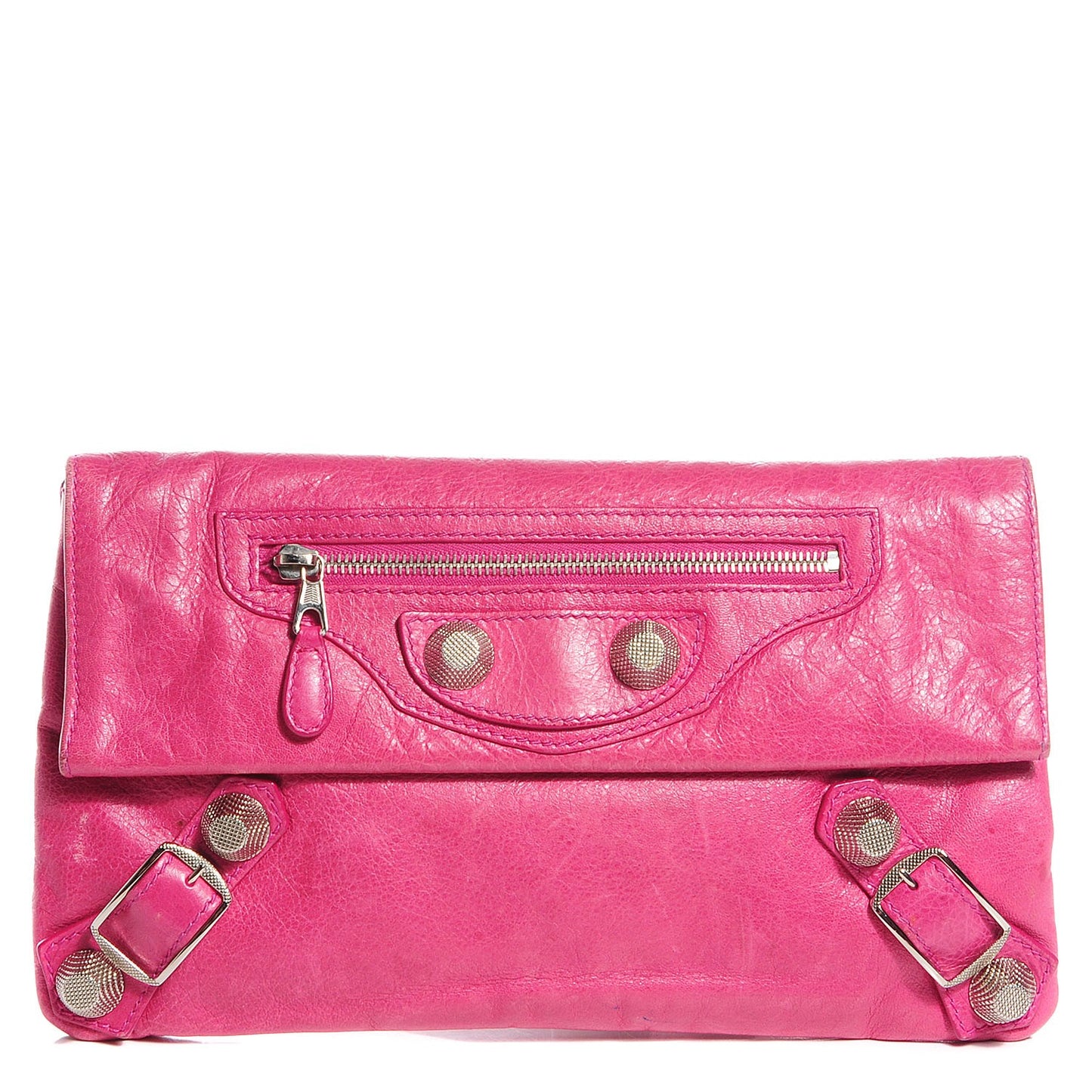 Agneau Giant 21 Silver Hardware Envelope Clutch Cyclamen