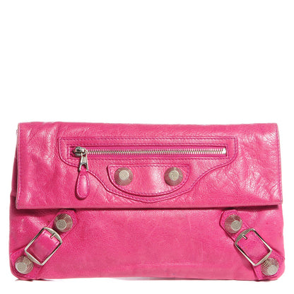 Balenciaga Agneau Giant 21 Silver Hardware Envelope Clutch Cyclamen 1 of 10