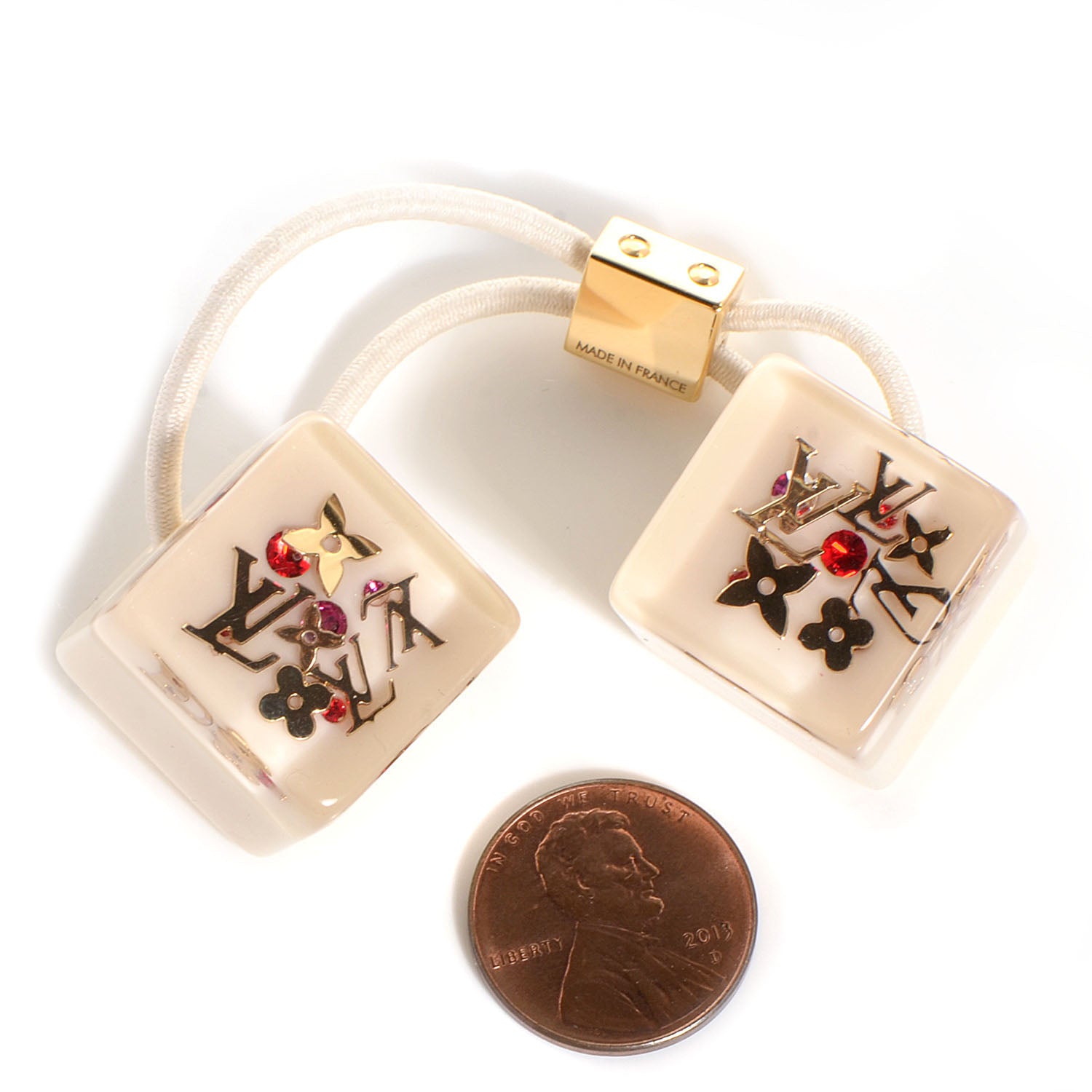 Louis Vuitton Swarovski Crystal Resin Inclusion Hair Cubes White 2 of 3
