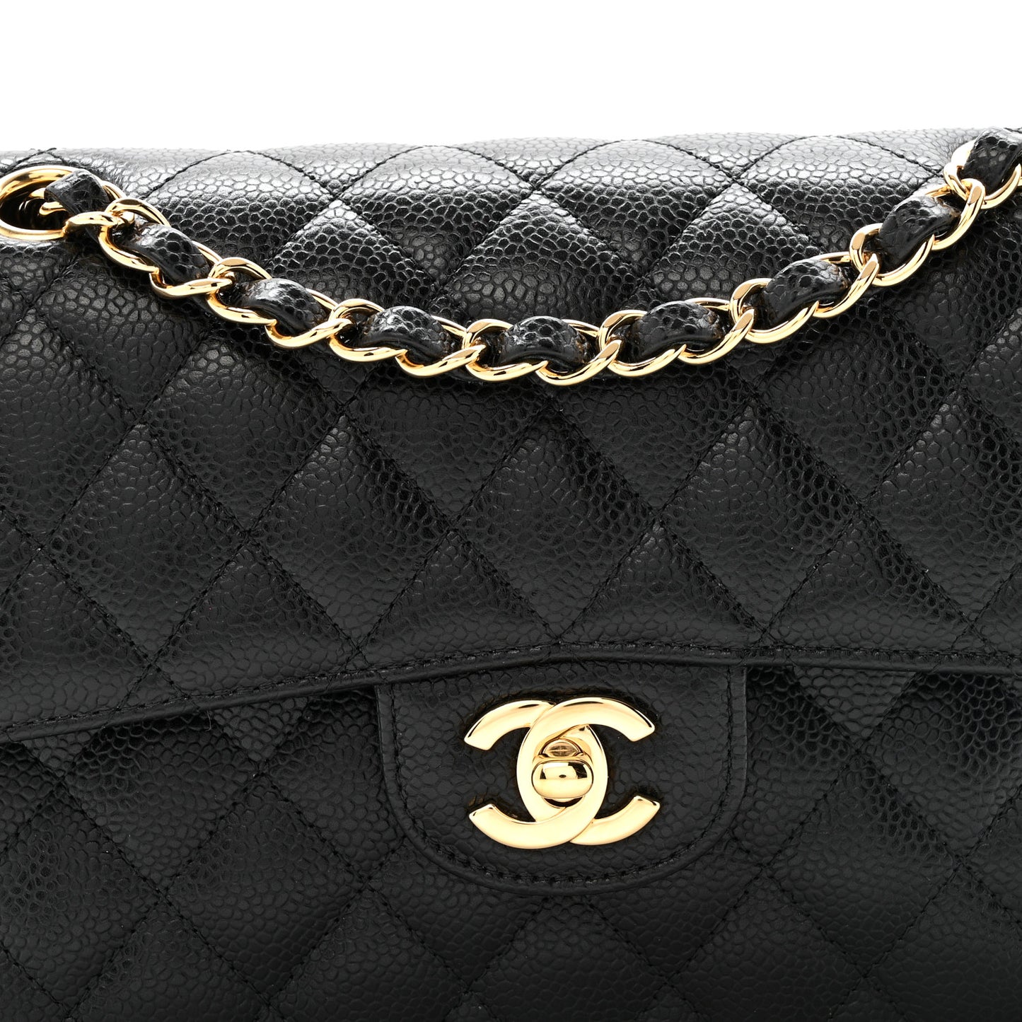 Caviar Quilted Small Double Flap Black