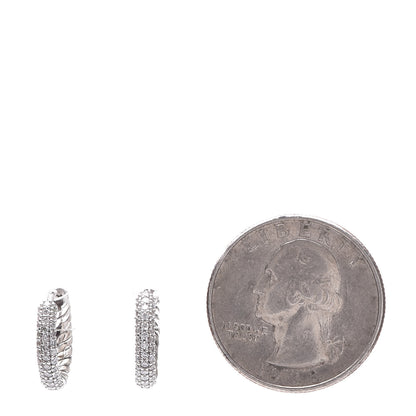 David Yurman Sterling Silver Diamonds Petite Pave Huggie Hoop Earrings 2 of 4