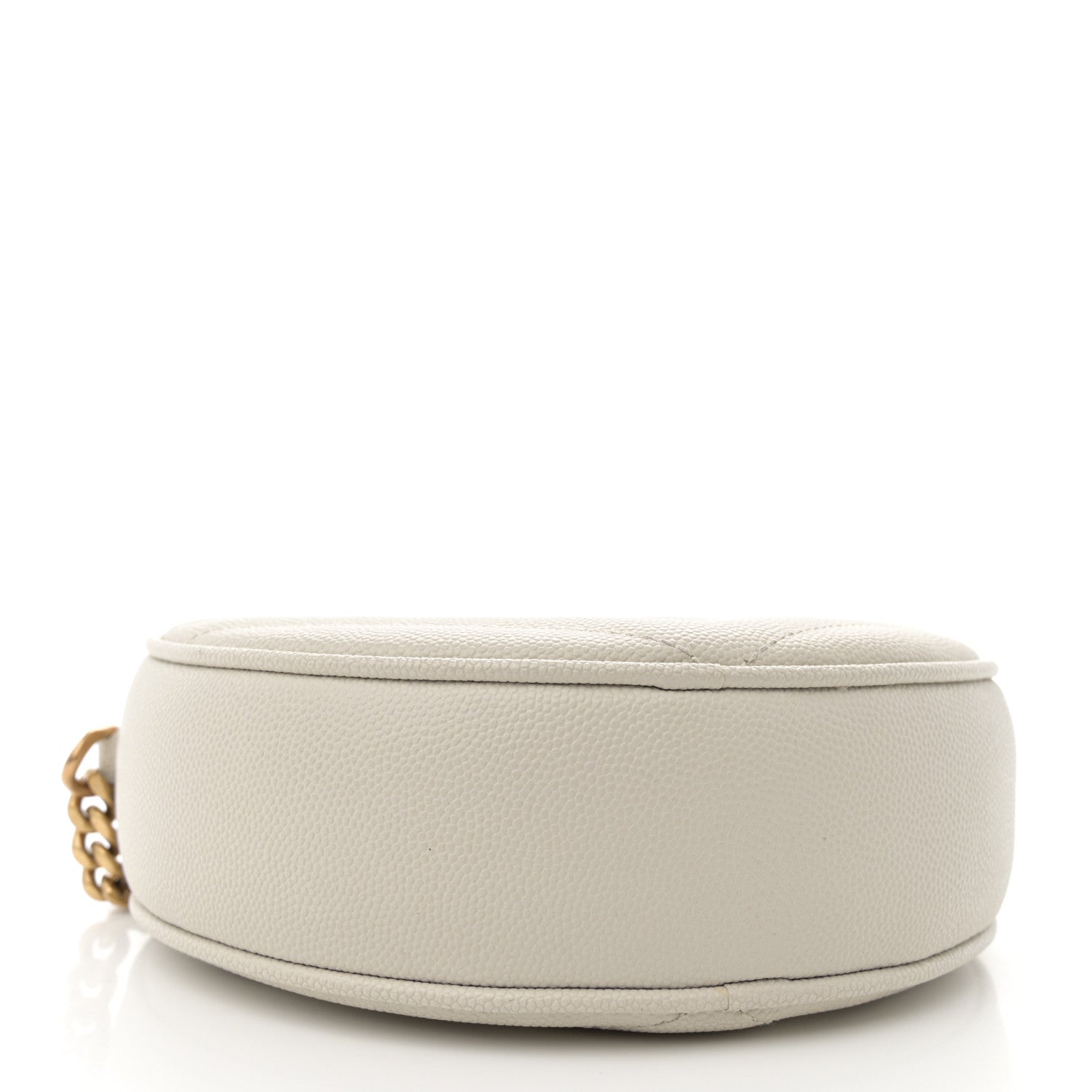 Saint Laurent Grain De Poudre Matelasse Chevron Quilted Round Vinyle Camera Bag Blanc Vintage 4 of 12